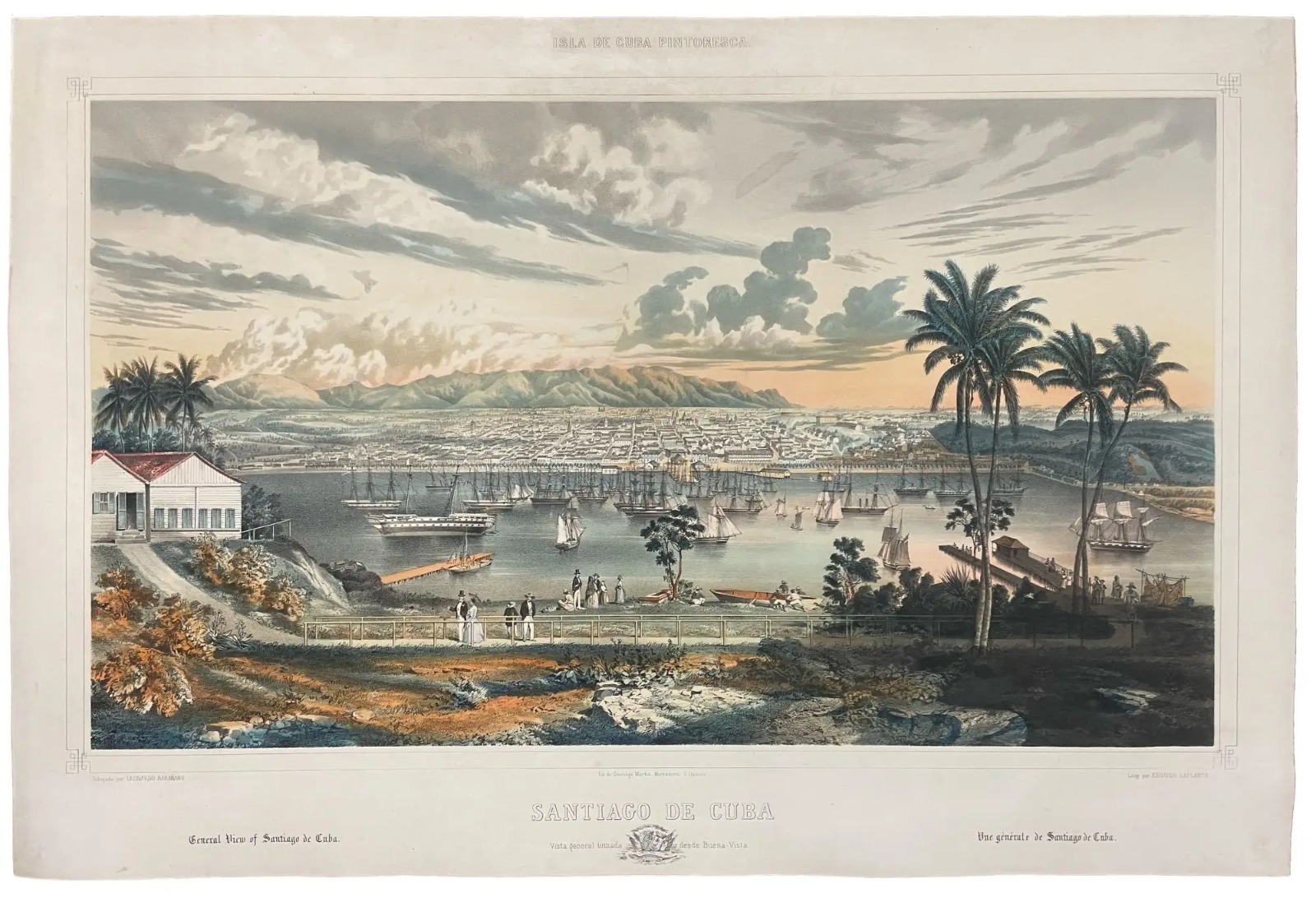 Grabado antiguo de playa